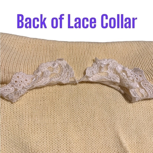 EUC Vintage 80s oversized Large Cotton Sweater with shoulder pads Lace Collar - Picture 4 of 5